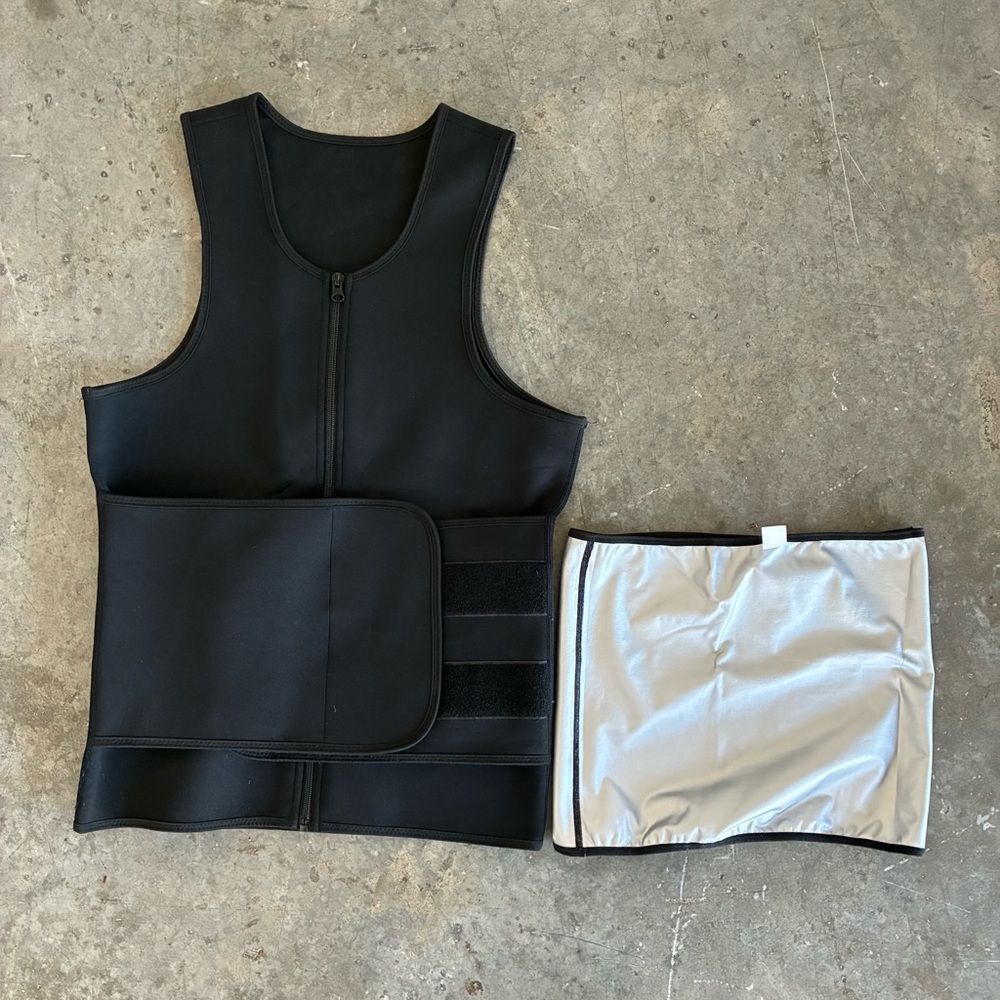 Black Neoprene Sauna Sweat Waist Trainer Vest Band Men’s M